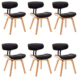 Decoshop26 Lot de 6 chaises de salle à manger cuisine design moderne bois courbé et synthétique noir CDS022661