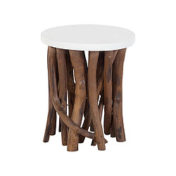 Beliani Table basse en bois avec plateau blanc HOUMA