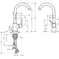 Hansgrohe 14875000 Talis S Variarc Mitigeur évier chromé avec bec pivotant et robinet d'arrêt