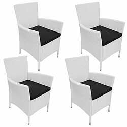 Maison Chic Salon de jardin 5 pcs - Table et chaises d'extérieur - Mobilier/Meubles de jardin Moderne Résine tressée Blanc-crème -MN14740 pas cher