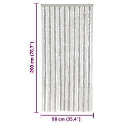 vidaXL Rideau anti-mouches gris clair et blanc 90x200 cm chenille pas cher