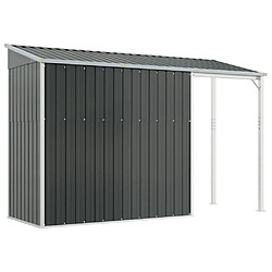 Acheter Helloshop26 Abri de jardin cabane cabanon maison de stockage remise extérieur hangar outils robuste avec toit prolongé 277 x 110,5 x 181 cm anthracite 02_0022217