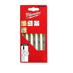 Pack de 5 lames scie sauteuse MILWAUKEE bois/PVC 75 mm denture de 4 mm 4932274351