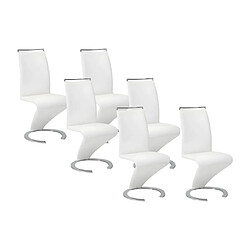 Vente-Unique Lot de 6 chaises TWIZY - Simili Blanc