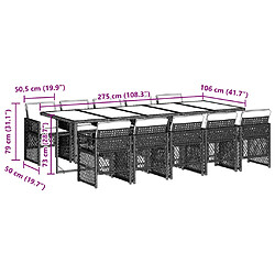 vidaXL Ensemble à manger de jardin 11pcs avec coussins gris poly rotin pas cher