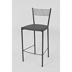 Tommychairs - Set 2 tabourets Elegance pour la Cuisine et Bar, Structure en Acier Gris foncé, Assise en Cuir Artificiel Gris foncé