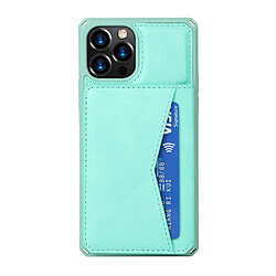 Coque en TPU + PU avec béquille, porte-cartes, hybride cyan pour votre Apple iPhone 12/12 Pro