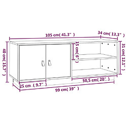 vidaXL Meuble TV Gris 105x34x40 cm Bois de pin massif pas cher