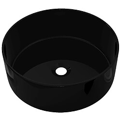 vidaXL Lavabo rond Céramique Noir 40 x 15 cm