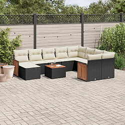 Maison Chic Salon de jardin 11 pcs avec coussins, Ensemble Tables et chaises d'extérieur noir résine tressée -GKD798726