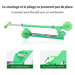 FOXSPORT Trottinette pliable pour enfants avec guidons réglables en hauteur pour filles e garcons, scooter enfants deux roues avec freins arrière(vert) pas cher