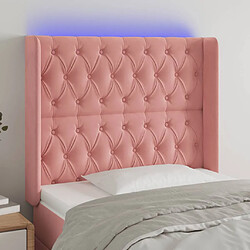 vidaXL Tête de lit à LED Rose 103x16x118/128 cm Velours