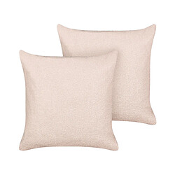 Beliani Lot de 2 coussins LEUZEA Bouclé 60 x 60 cm Unicolore Rose pastel