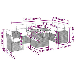 vidaXL Salon de jardin avec coussins 7 pcs beige résine tressée pas cher