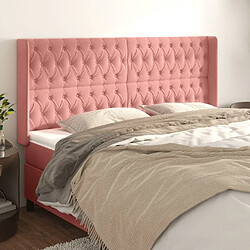 Maison Chic Tête de lit scandinave avec oreilles,meuble de chambre Rose 203x16x118/128 cm Velours -MN45571