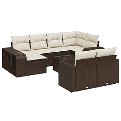 vidaXL Salon de jardin et coussins 11 pcs marron résine tressée