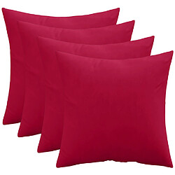 ICONIK INTERIOR Lot de 4 coussins en velours - housse et garnissage - Mesmal Rouge