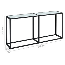 vidaXL Table console Marbre blanc 160x35x75,5 cm Verre trempé pas cher