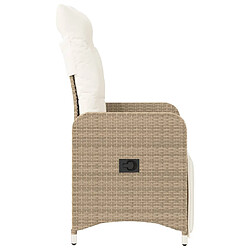 Acheter vidaXL Chaise inclinable de jardin avec coussins beige résine tressée