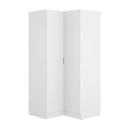 Pegane Armoire dressing d'angle en panneaux de particules mélaminés coloris blanc - Longueur 90.5 x Profondeur 92.5 x Hauteur 184.2 cm