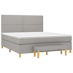 Avis Maison Chic Structures de lit + matelas,Lit à sommier tapissier avec matelas Gris clair 160x200cm Tissu -MN66109