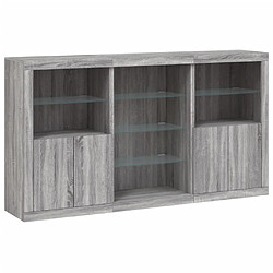 Avis Maison Chic Commode Buffet - Meuble de rangement avec lumières LED sonoma gris 181,5x37x100 cm -GKD85905