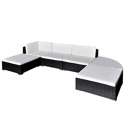 Maison Chic Salon de jardin 6 pcs + coussins - Mobilier/Meubles de jardin - Table et chaises d'extérieur Résine tressée Noir -MN36239