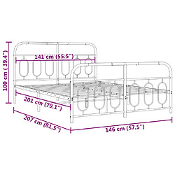 Vidaxl Cadre de lit métal avec tête de lit/pied de lit blanc 140x200cm pas cher