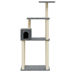 Helloshop26 Arbre à chat meuble tour grimper jouet grattage grattoir escalade plateforme avec griffoirs en sisal foncé 147 cm gris 02_0022665