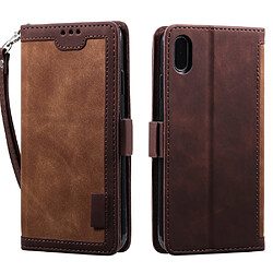 Etui en PU style d'épissage vintage avec support marron pour votre Apple iPhone XR 6.1 pouces