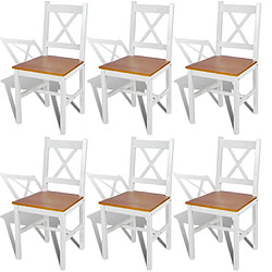 Maison Chic Lot de 6 Chaises à manger,Chaise pour cuisine blanc pinède -MN23832