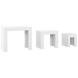 Avis Maison Chic Ensemble de 3 Tables basses gigognes,Table Console pour salon Blanc brillant Aggloméré -MN64256