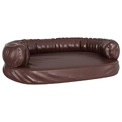 Maison Chic Niche Lit pour chien + ergonomique Mousse| Panier couchage pour chien Marron 75x53 cm Similicuir -GKD88279