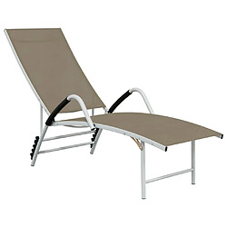 Maison Chic Chaise longue Jardin| Bain de soleil Relax | Transat Textilène et aluminium Taupe -GKD16349