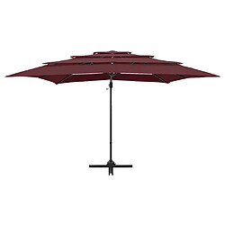 Helloshop26 Parasol à 4 niveaux avec mât en aluminium 250 x 250 cm bordeaux 02_0008788