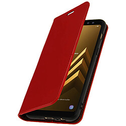 Avizar Etui Galaxy A8 Housse Cuir Clapet Portefeuille Fonction Support Rouge