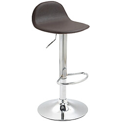 Decoshop26 Tabouret de bar x1 avec repose-pieds en PVC marron pied trompète en métal chromé 10_0005069