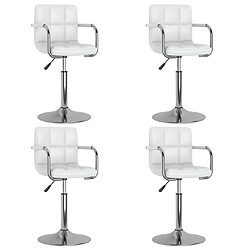 vidaXL Chaises pivotantes à manger lot de 4 blanc similicuir