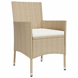 Maison Chic Ensemble de bistro 5 pcs coussins,Table + chaises + coussins de jardin beige poly rotin -GKD696640 pas cher