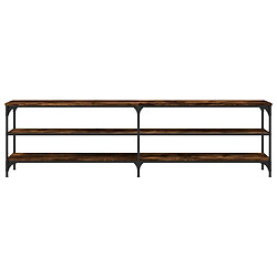 Maison Chic Meuble TV scandinave - Banc TV pour salon chêne fumé 180x30x50 cm bois d'ingénierie et métal -MN31130 pas cher