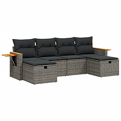 Maison Chic Ensemble Tables et chaises d'extérieur 6pcs avec coussins,Salon de jardin gris résine tressée -GKD451479