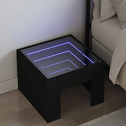 vidaXL Table de chevet avec LED infini noir 40x40x30 cm