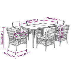 vidaXL Ensemble à manger de jardin coussins 7pcs Noir Résine tressée pas cher