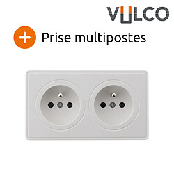 Prise double 16A en saillie blanc - gamme Vulco - Zenitech