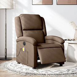 Maison Chic Fauteuil Relax pour salon, Fauteuil inclinable de massage électrique marron tissu -GKD72511