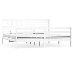 vidaXL Cadre de lit sans matelas blanc bois massif 200x200 cm