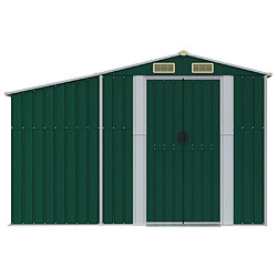 Avis Helloshop26 Abri de jardin cabane cabanon maison de stockage remise extérieur hangar outils robuste 277 x 279 x 179 cm acier galvanisé vert 02_0022377