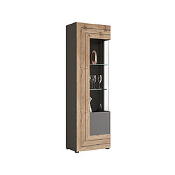 Bestmobilier Wexford - vitrine - gris et bois - 60x194 cm