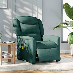 vidaXL Fauteuil de massage inclinable électrique Vert foncé Tissu