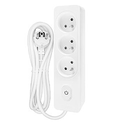 Null Multiprise SELDUR G3FA22B, 3 prises type E + interrupteur à voyant, Blanc, câble 2m